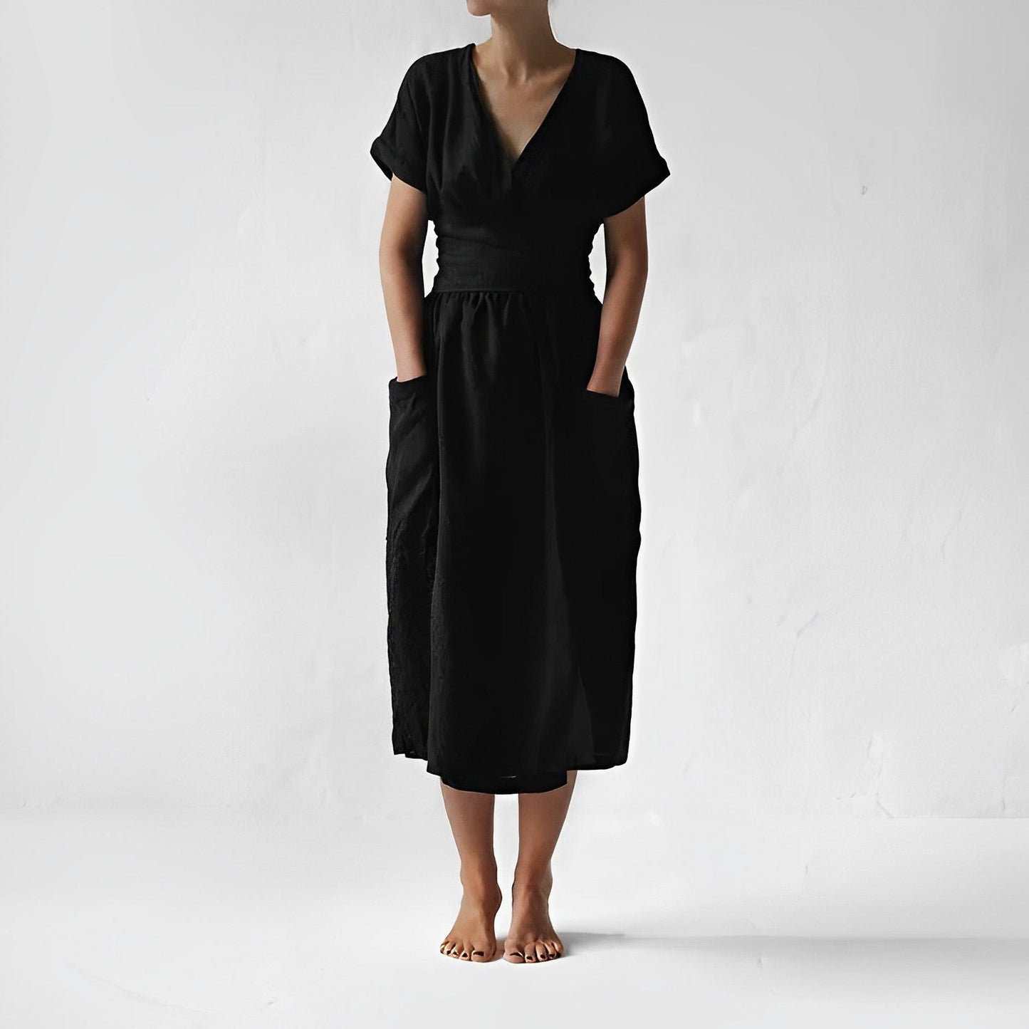 Elegantes Midikleid ILSE mit Gürtel & Seitentaschen