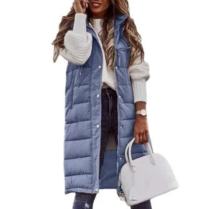 Jennifer - Kapuze Lange Weste Lässig Mode Einreihig Jacke