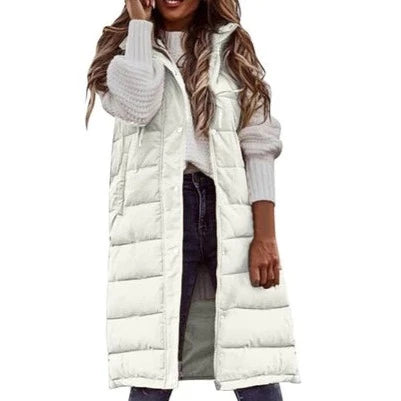 Jennifer - Kapuze Lange Weste Lässig Mode Einreihig Jacke