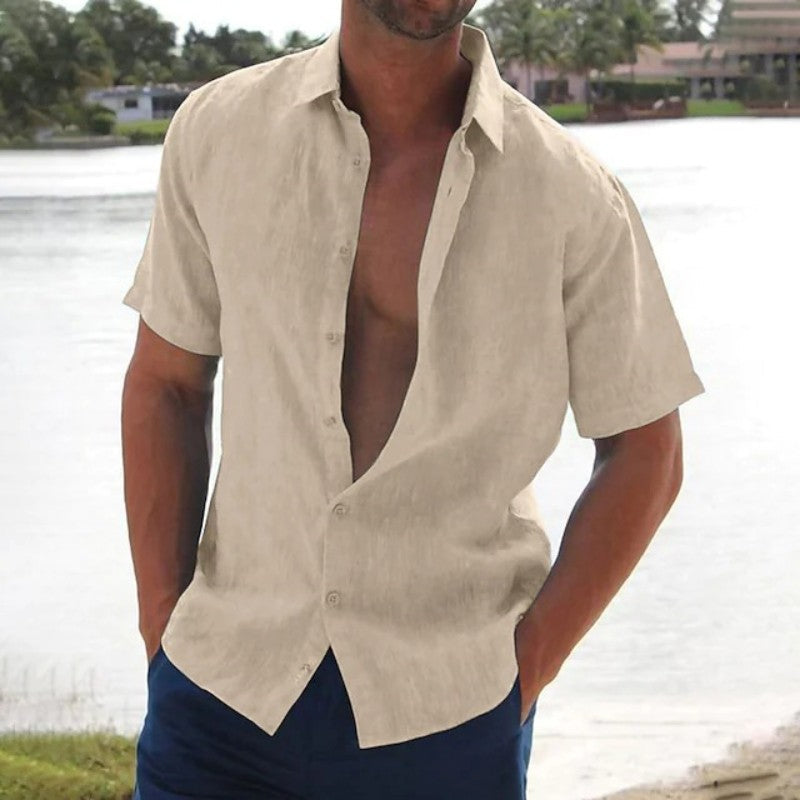 James | Leinenhemd Herren Kurzarm Casual