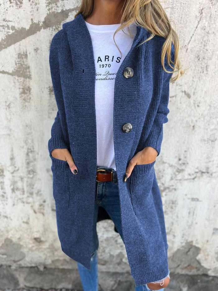 Mayme - Langer Strickcardigan mit Kapuze