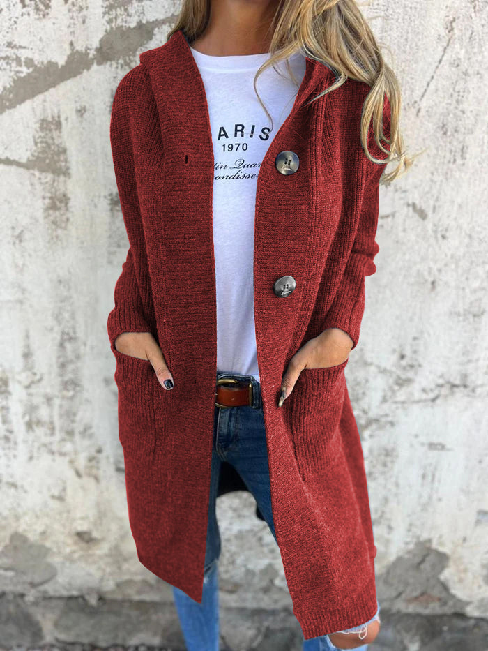 Mayme - Langer Strickcardigan mit Kapuze