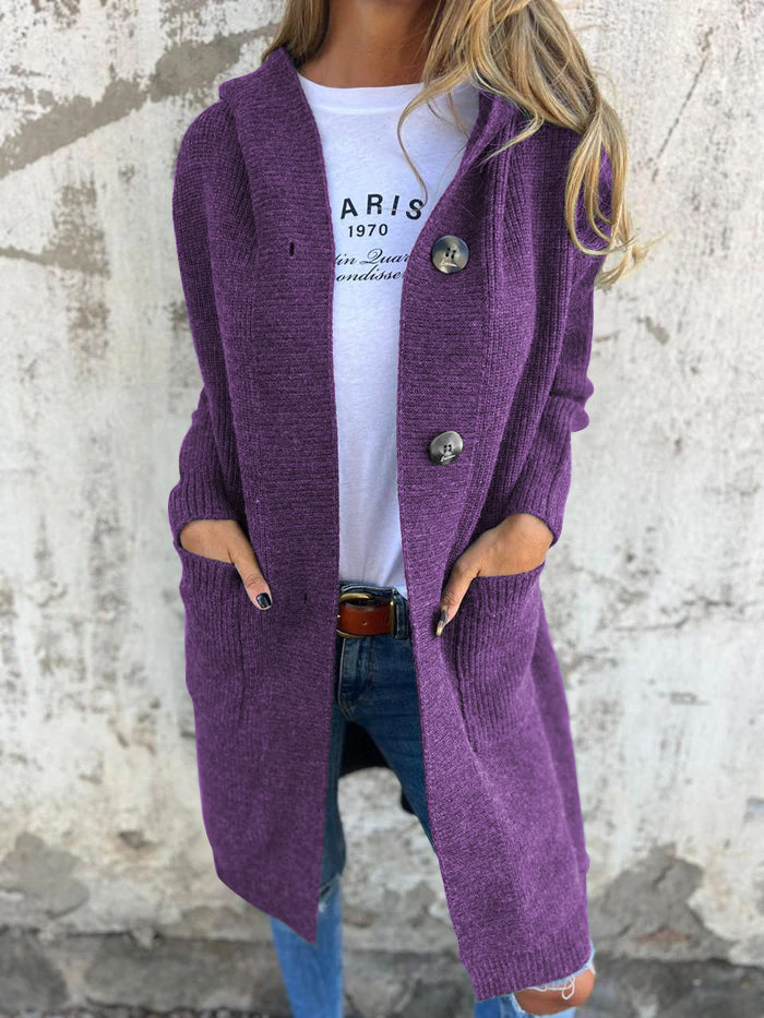 Mayme - Langer Strickcardigan mit Kapuze