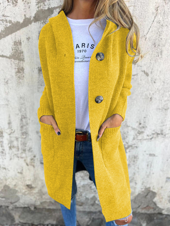 Mayme - Langer Strickcardigan mit Kapuze