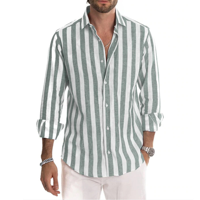 FELI Elegantes Herrenhemd mit Streifen – Klassisches Revers, Entspannte Passform, Perfekt für Herbst & Frühling