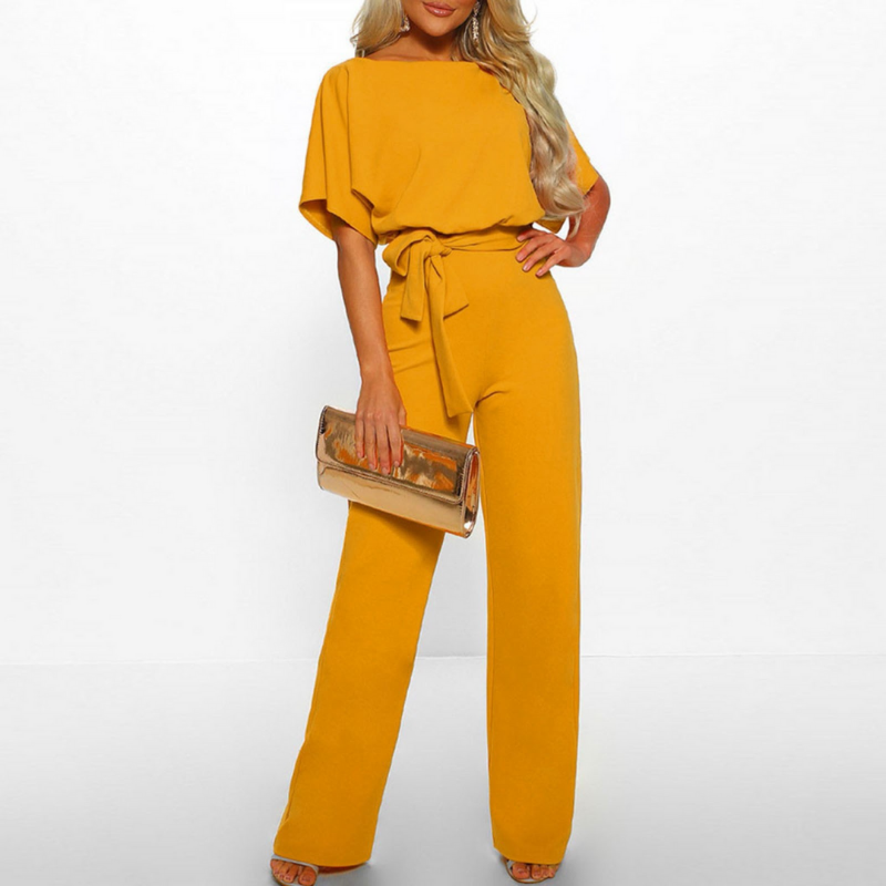 Eleganter Damen-Jumpsuit mit Taillengürtel und weitem Bein – Perfekt für Party, Büro oder Abendanlass