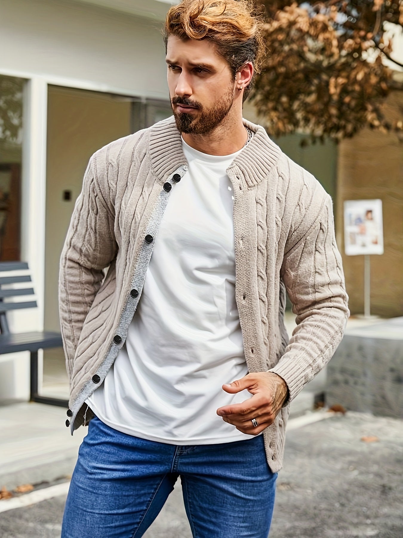 Federico - Lässige Herrenstrickjacke mit Knöpfen
