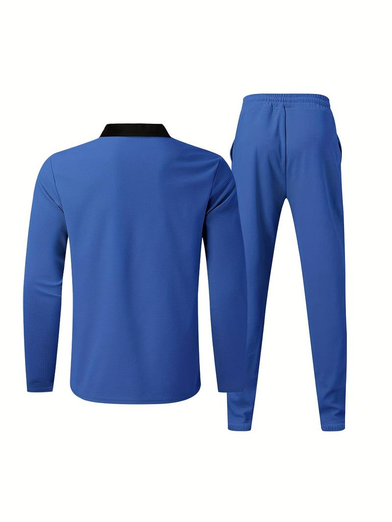 Zweiteiliges Herren Outfit Set – Modisches Freizeit- & Trainingsanzug Set mit Stehkragen