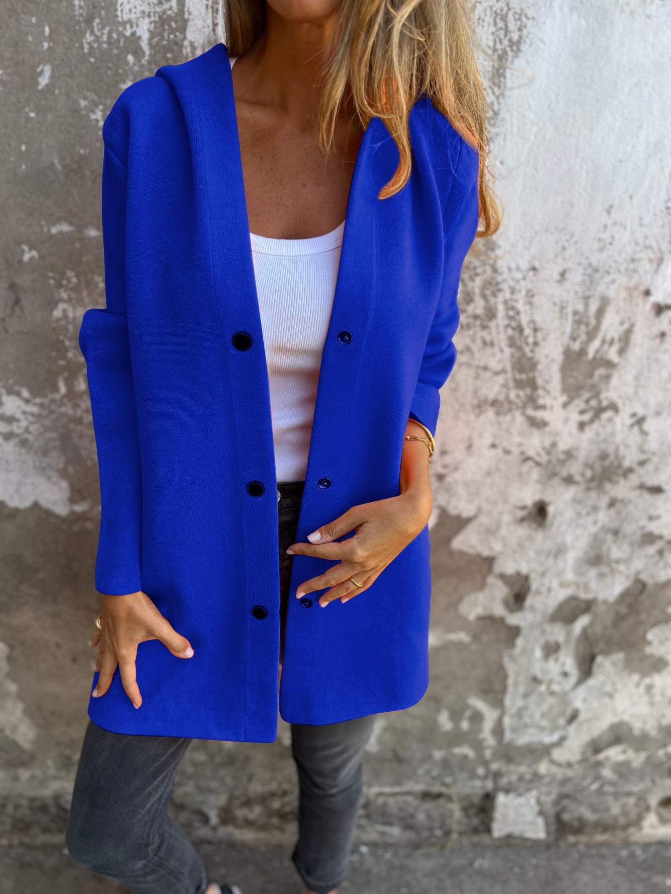 Cari - Casual einreihiger Blazer mit Kapuze