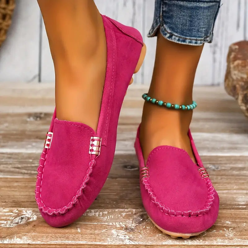 Bequeme Damen Mokassins – Slipper mit Ziernähten & weicher Sohle