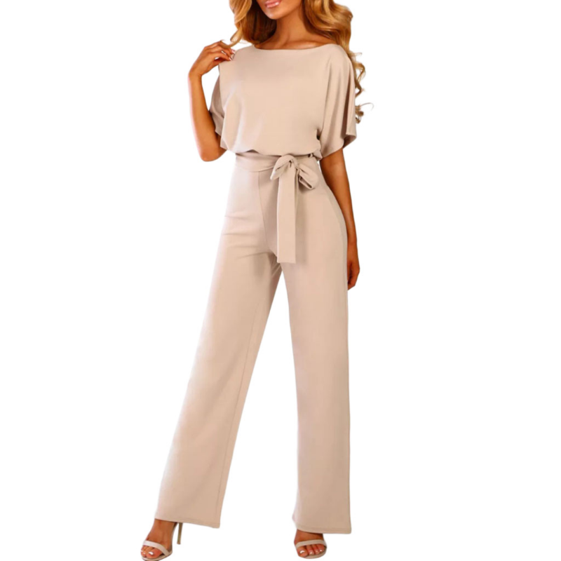 Eleganter Damen-Jumpsuit mit Taillengürtel und weitem Bein – Perfekt für Party, Büro oder Abendanlass