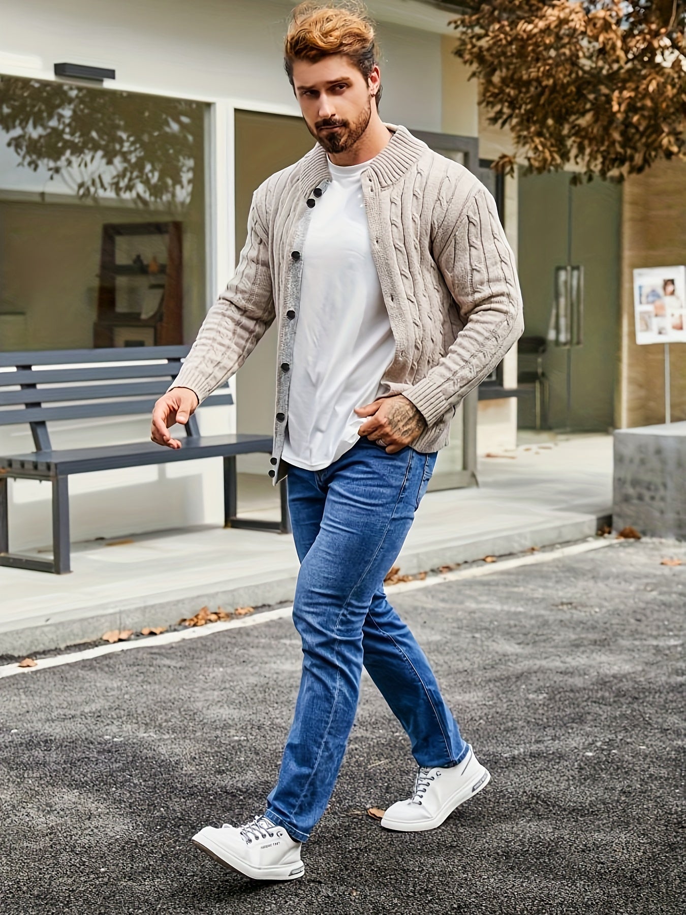 Federico - Lässige Herrenstrickjacke mit Knöpfen