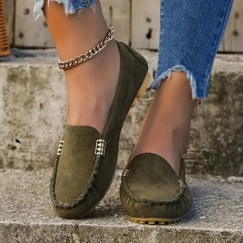 Bequeme Damen Mokassins – Slipper mit Ziernähten & weicher Sohle