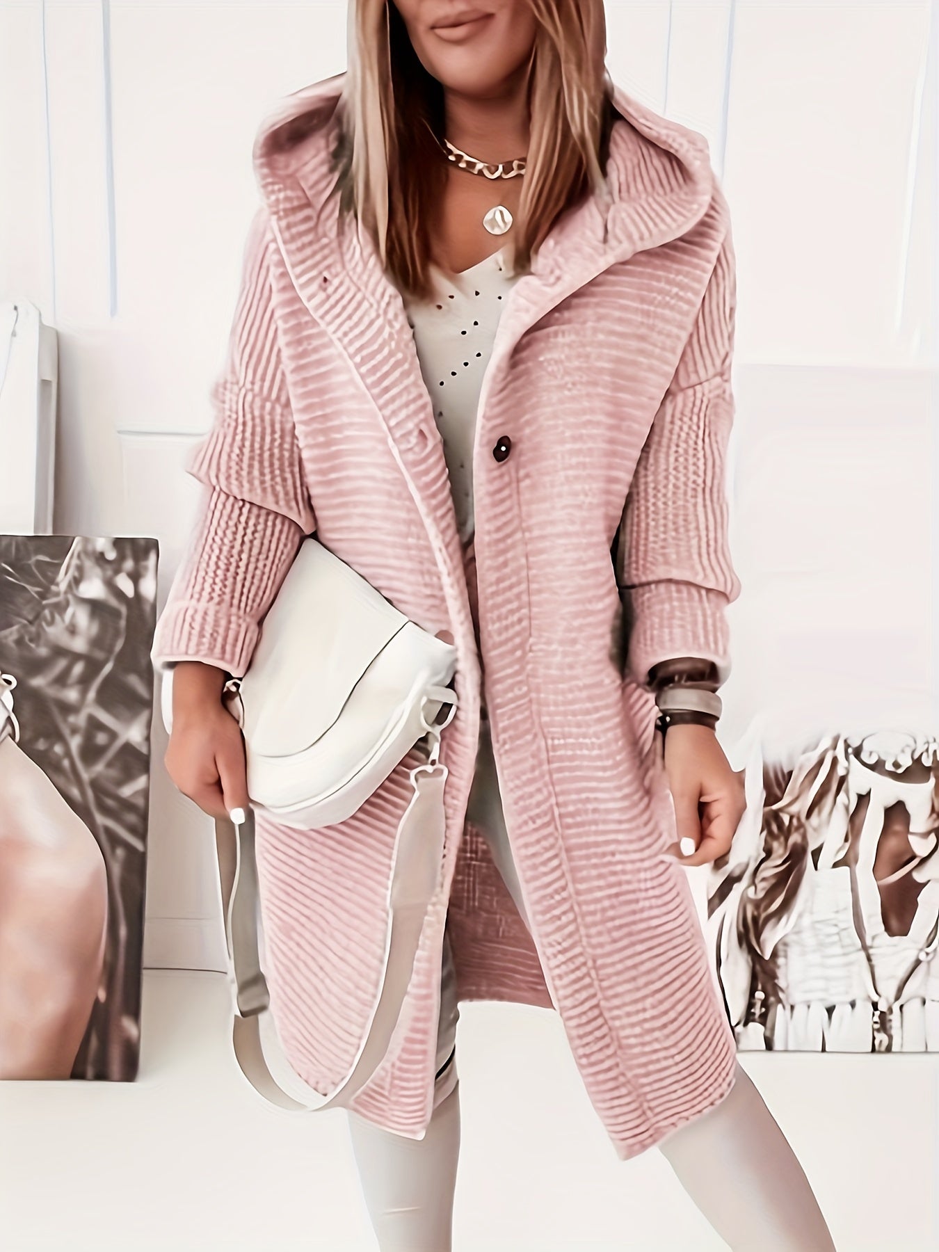 Lässiger eleganter hooded Cashmere-Strickwaren-Cardigan für Damen | Perfekt für den Alltag