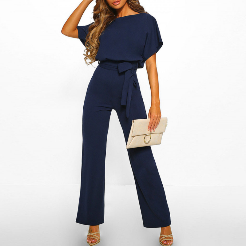 Eleganter Damen-Jumpsuit mit Taillengürtel und weitem Bein – Perfekt für Party, Büro oder Abendanlass