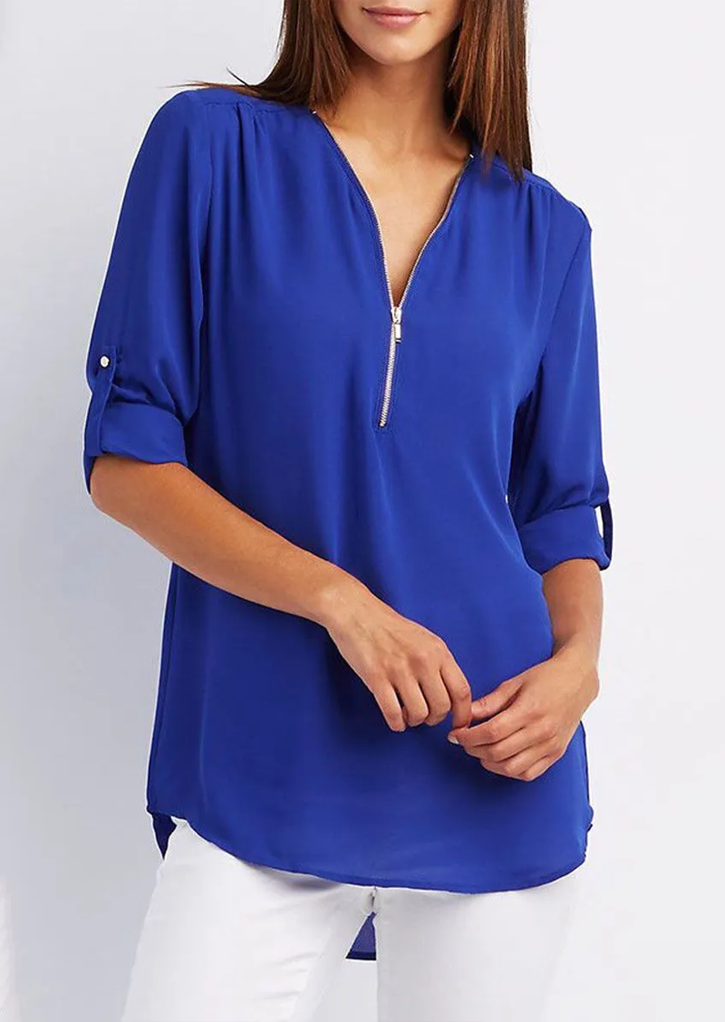 Maica | Damen Bluse Mit Reissverschluss