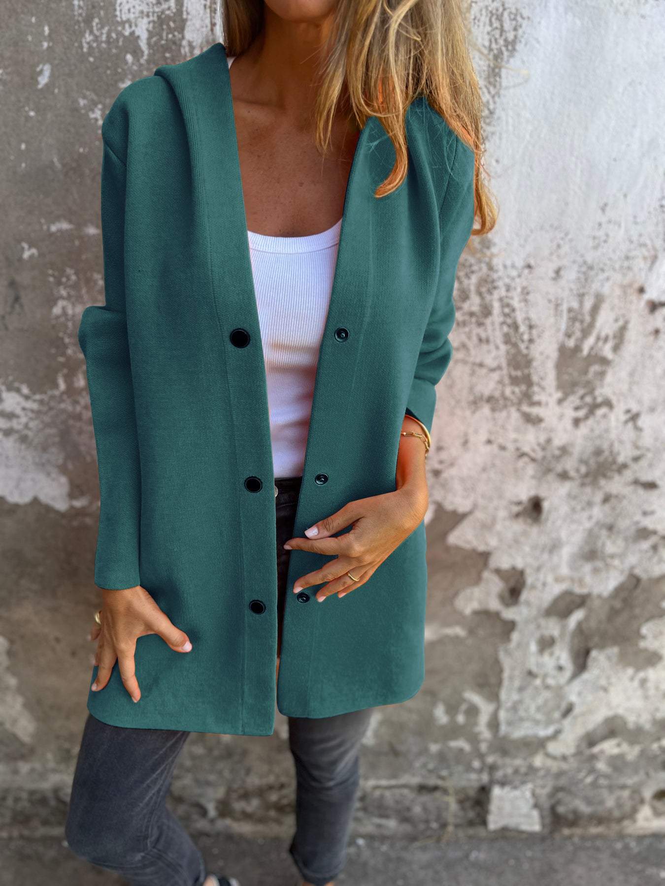 Cari - Casual einreihiger Blazer mit Kapuze
