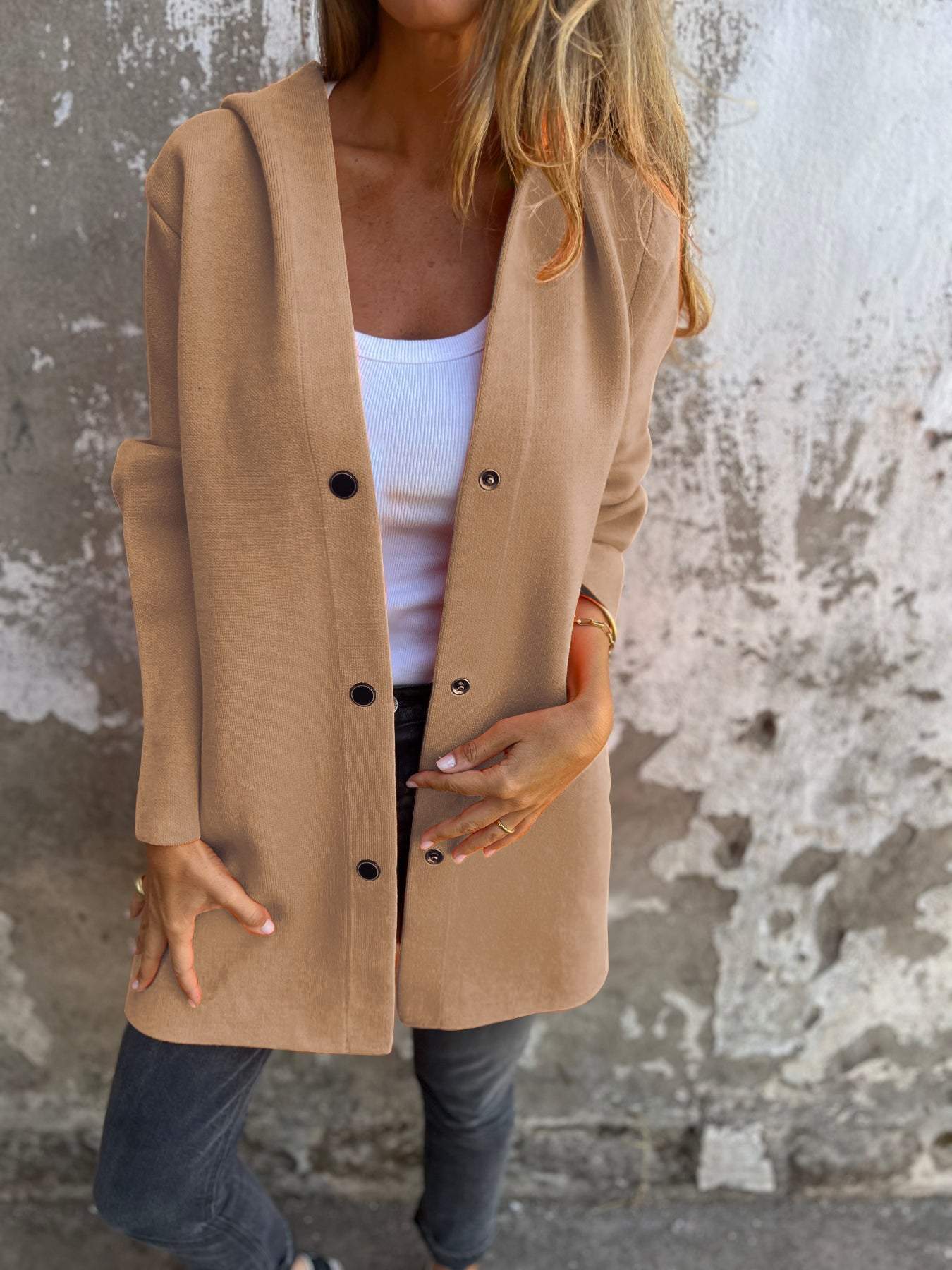 Cari - Casual einreihiger Blazer mit Kapuze