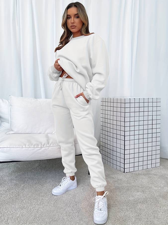 Zweiteiliges Damen-Sweat-Set – Oversized Pullover & Jogginghose in Pink für Lounge & Streetstyle