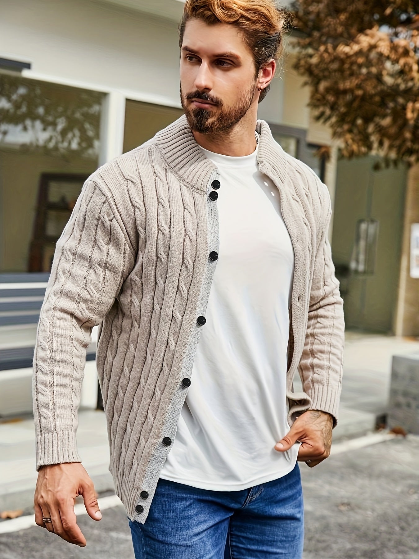 Federico - Lässige Herrenstrickjacke mit Knöpfen