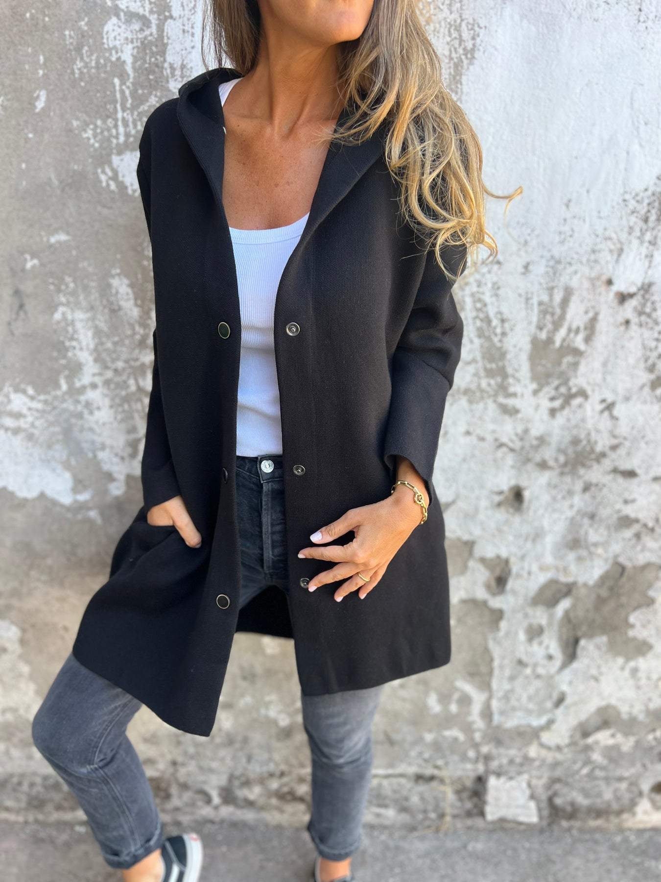 Cari - Casual einreihiger Blazer mit Kapuze