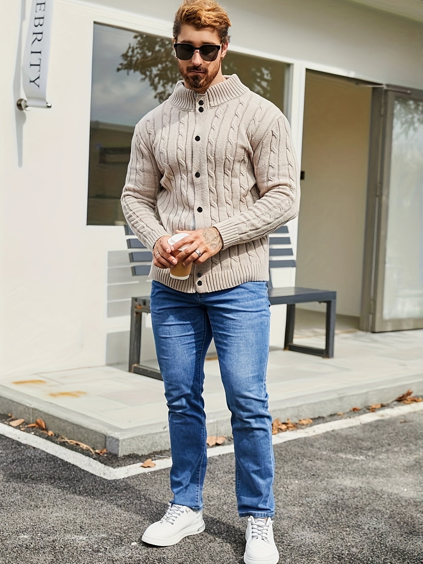 Federico - Lässige Herrenstrickjacke mit Knöpfen
