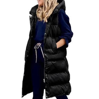Jennifer - Kapuze Lange Weste Lässig Mode Einreihig Jacke