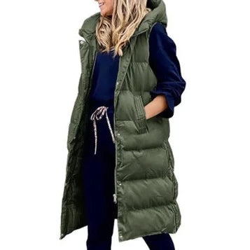 Jennifer - Kapuze Lange Weste Lässig Mode Einreihig Jacke