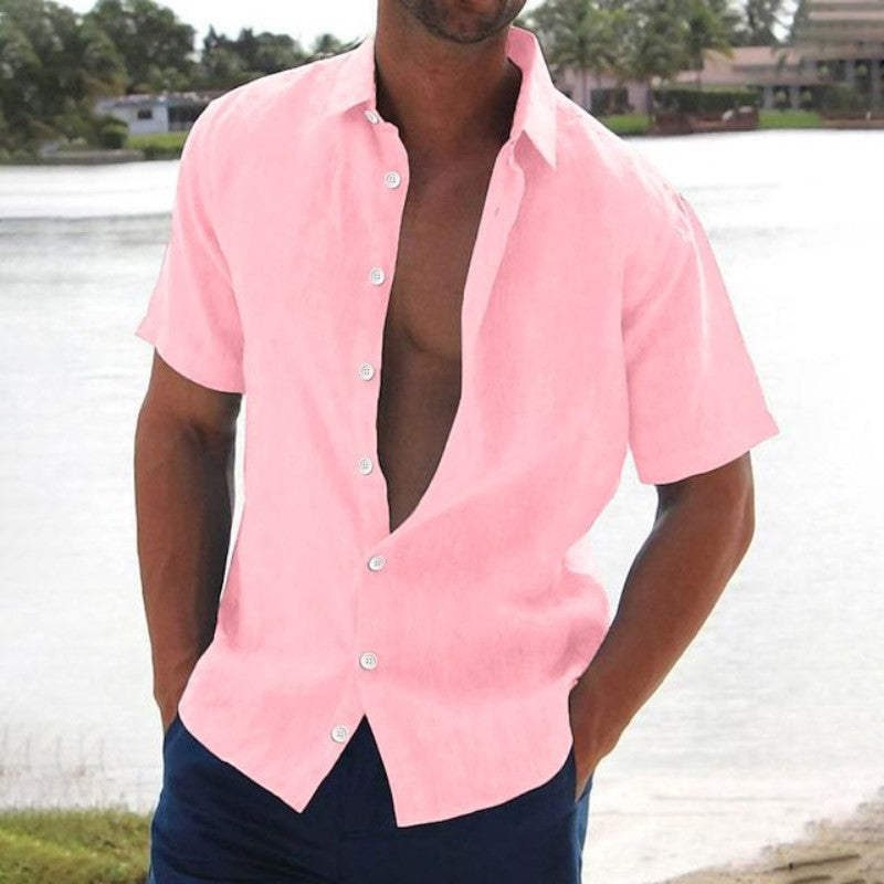 James | Leinenhemd Herren Kurzarm Casual