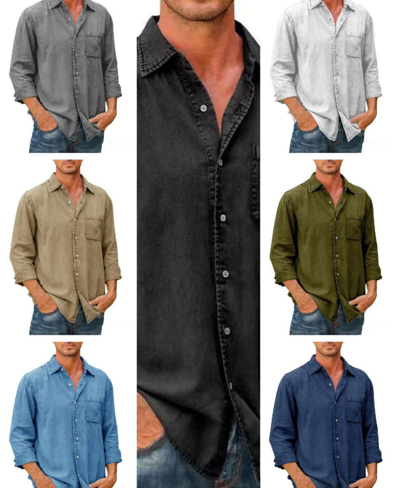 Langärmliges Denim-Hemd für Männer