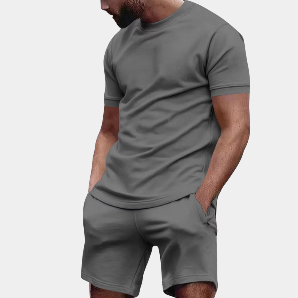 2-teiliges Herren Sommer Set – T-Shirt & Shorts mit Kordelzug aus Baumwollmix, Casual & Streetwear Look