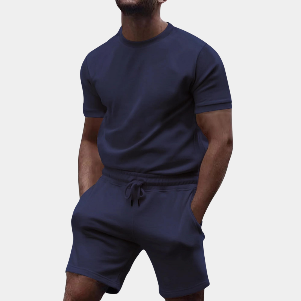 2-teiliges Herren Sommer Set – T-Shirt & Shorts mit Kordelzug aus Baumwollmix, Casual & Streetwear Look