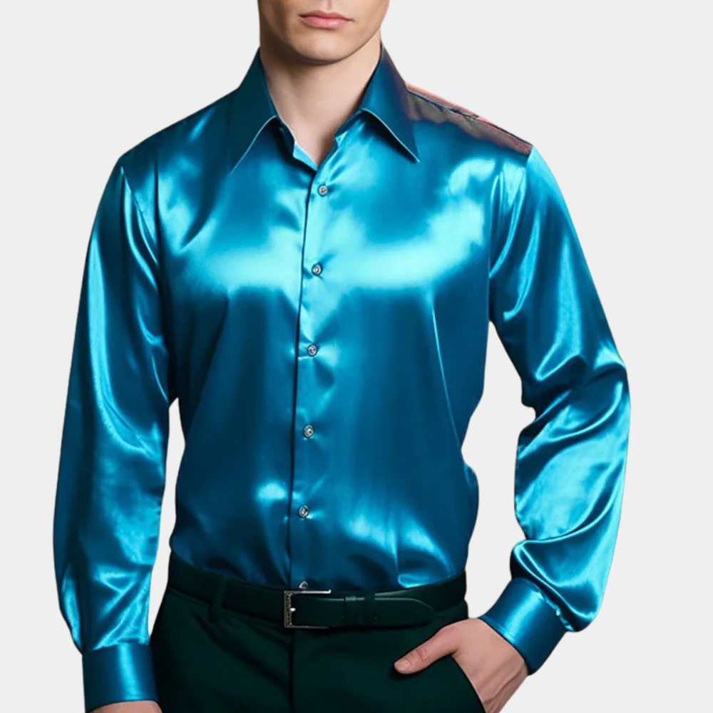 Luxuriöses Herren Hemd aus Satin – Glänzendes Langarmhemd für besondere Anlässe