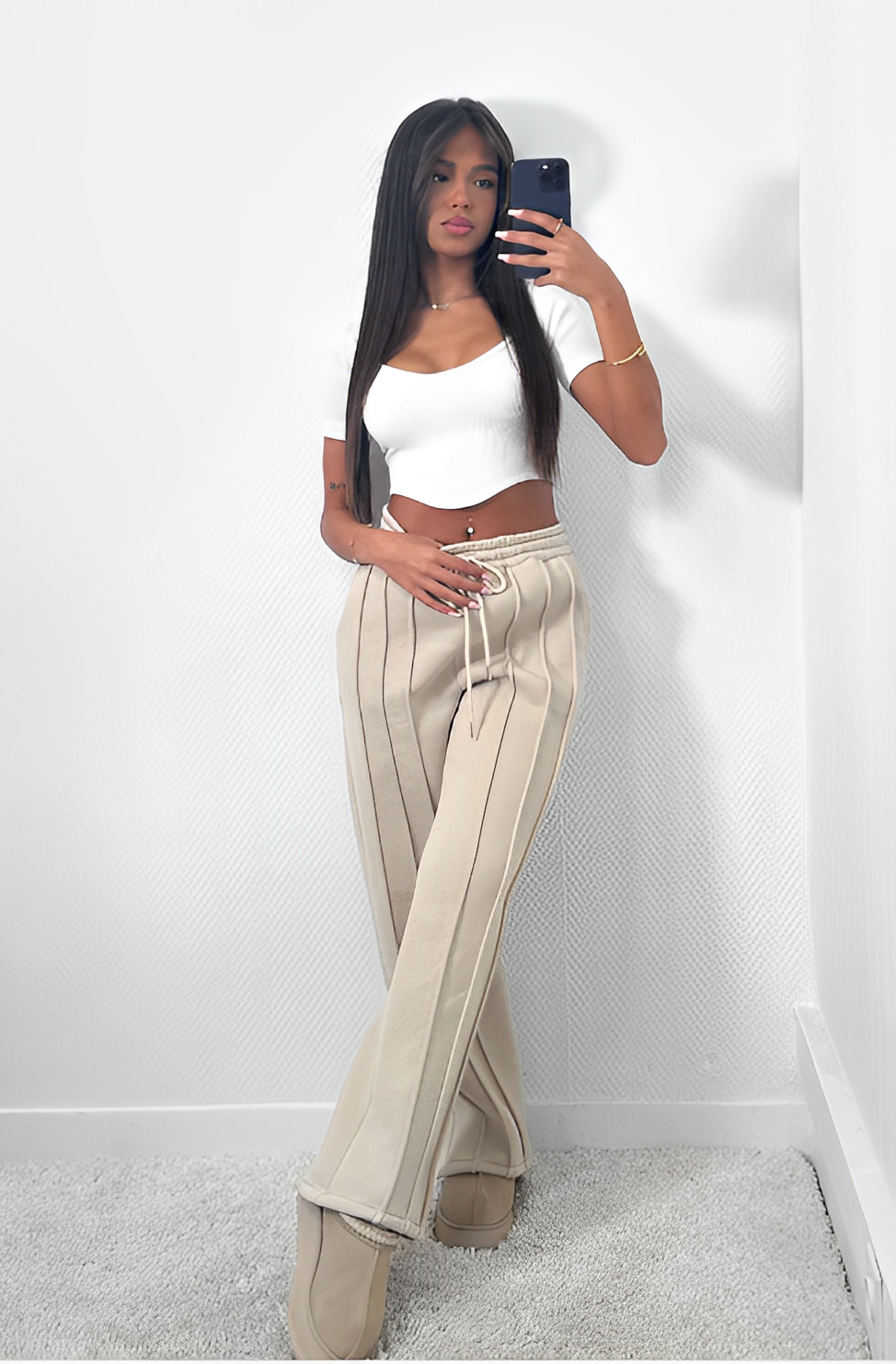 Deluxe - Pantaloni della tuta larghi a righe