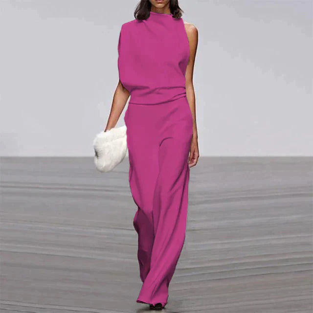 Eleganter Ein-Schulter Jumpsuit – Weit geschnitten mit asymmetrischem Top