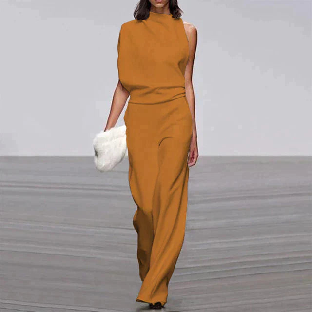 Eleganter Ein-Schulter Jumpsuit – Weit geschnitten mit asymmetrischem Top