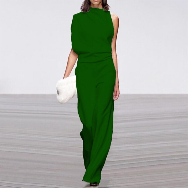 Eleganter Ein-Schulter Jumpsuit – Weit geschnitten mit asymmetrischem Top