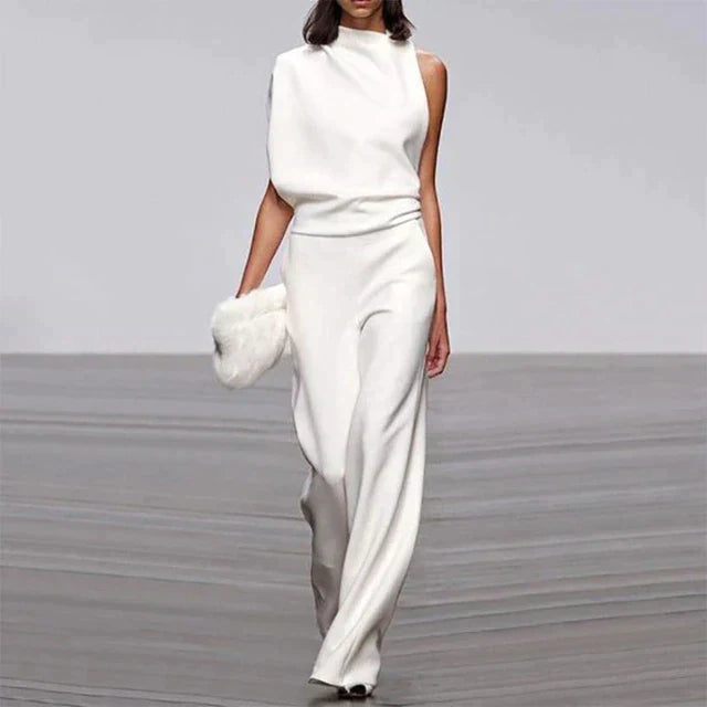 Eleganter Ein-Schulter Jumpsuit – Weit geschnitten mit asymmetrischem Top
