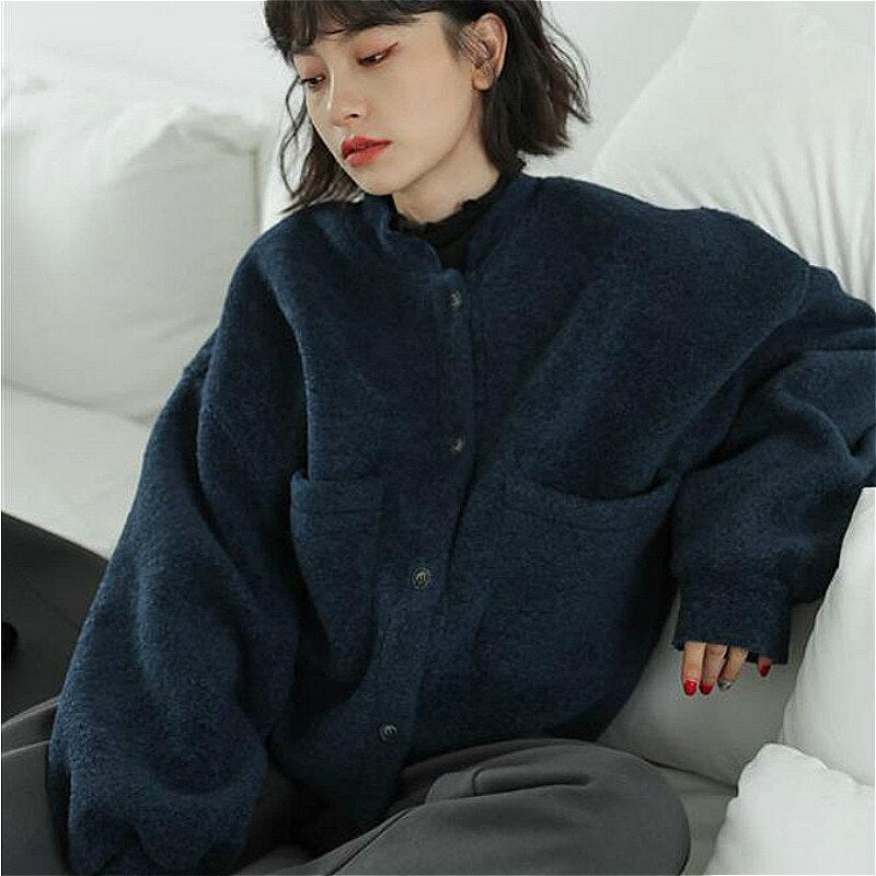 Émilienne Lässig Lang Ärmel Taschen Blau Jacke