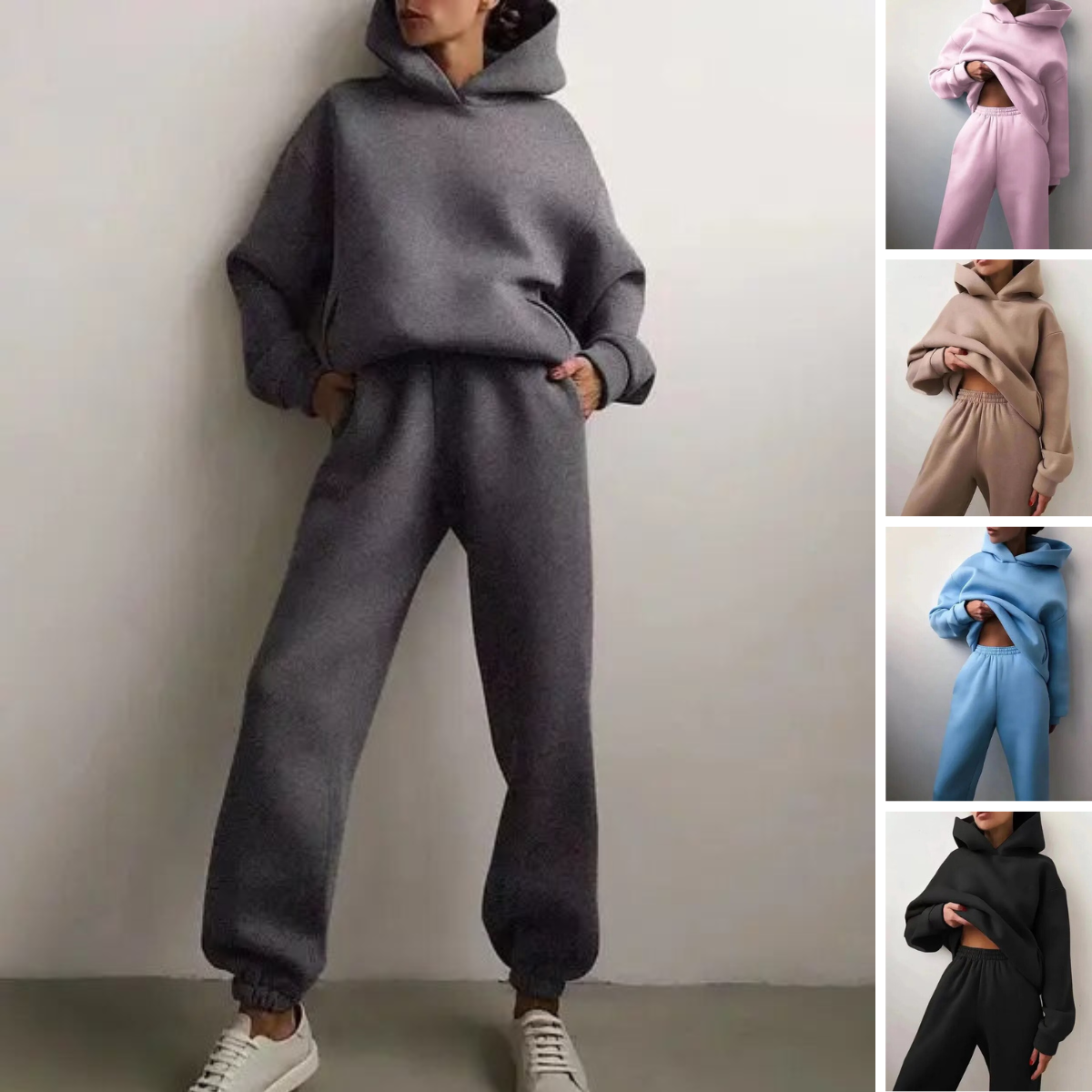 Set felpa con cappuccio e pantaloni da jogging per donna