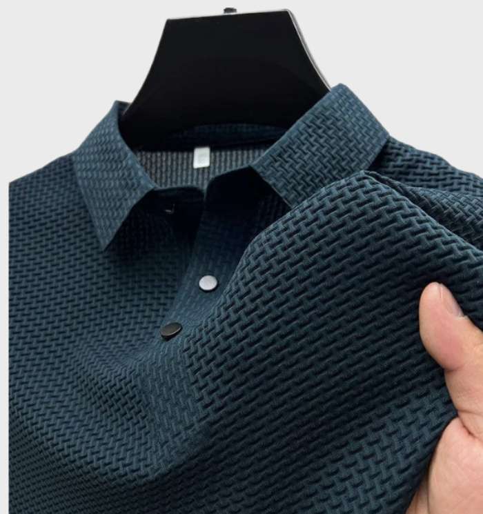 Kobe | Elegantes und atmungsaktives Kurzarm Poloshirt aus Seide für Herren mit Button Down Kragen