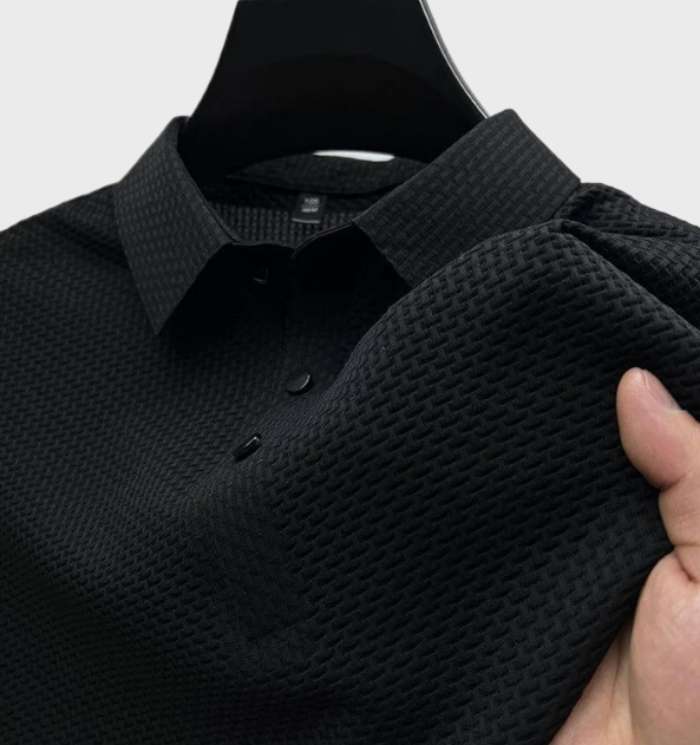 Kobe | Elegantes und atmungsaktives Kurzarm Poloshirt aus Seide für Herren mit Button Down Kragen