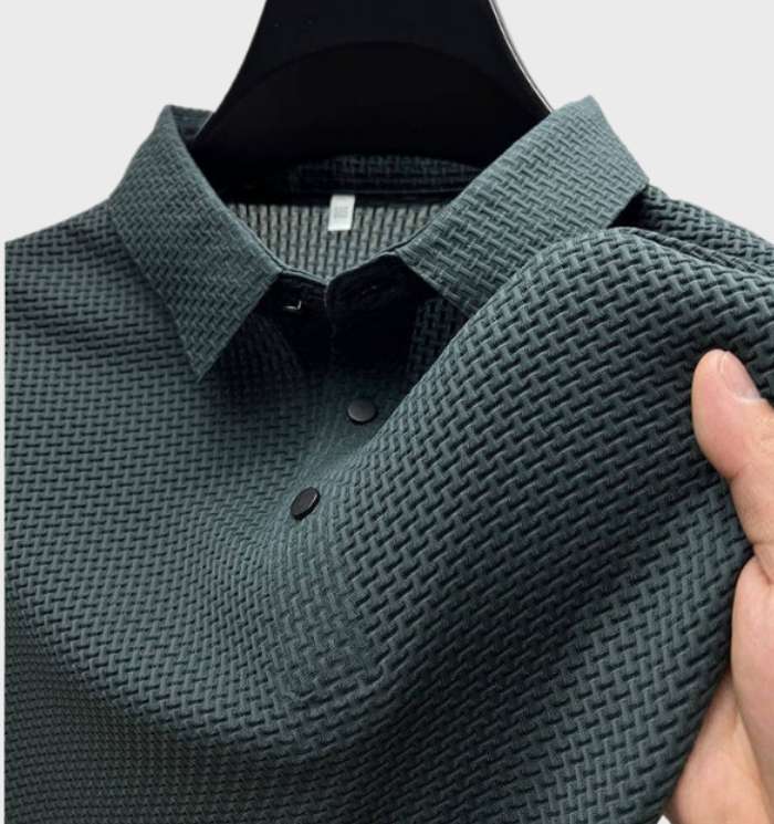 Kobe | Elegantes und atmungsaktives Kurzarm Poloshirt aus Seide für Herren mit Button Down Kragen