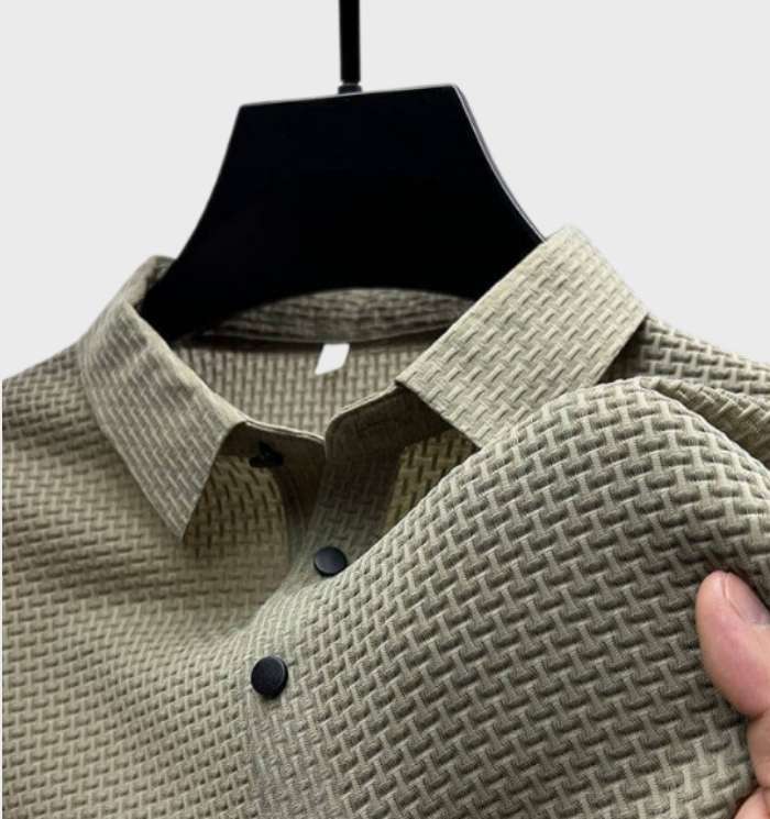 Kobe | Elegantes und atmungsaktives Kurzarm Poloshirt aus Seide für Herren mit Button Down Kragen