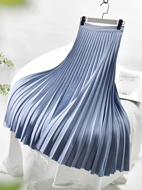 Eleganter Faltenrock Damen – Glänzender Plissee Midirock für Alltag & Anlass