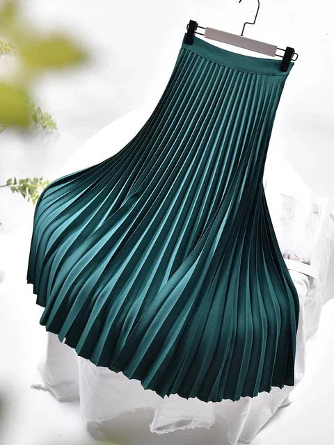 Eleganter Faltenrock Damen – Glänzender Plissee Midirock für Alltag & Anlass