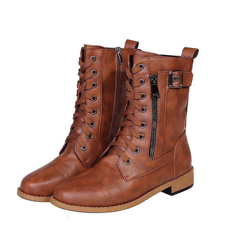 Kunstleder Stiefeletten mit Reißverschluss für Damen | Perfekt für den Alltag