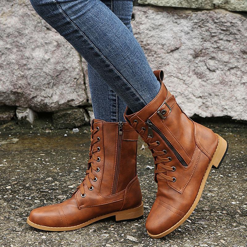 Kunstleder Stiefeletten mit Reißverschluss für Damen | Perfekt für den Alltag