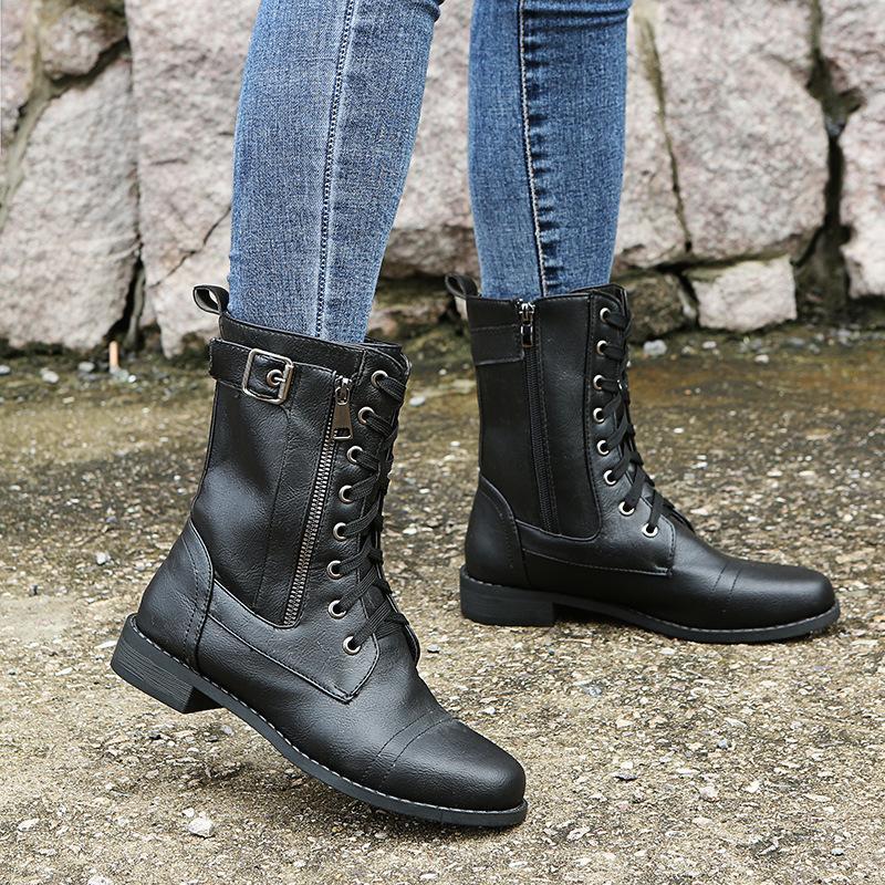 Kunstleder Stiefeletten mit Reißverschluss für Damen | Perfekt für den Alltag