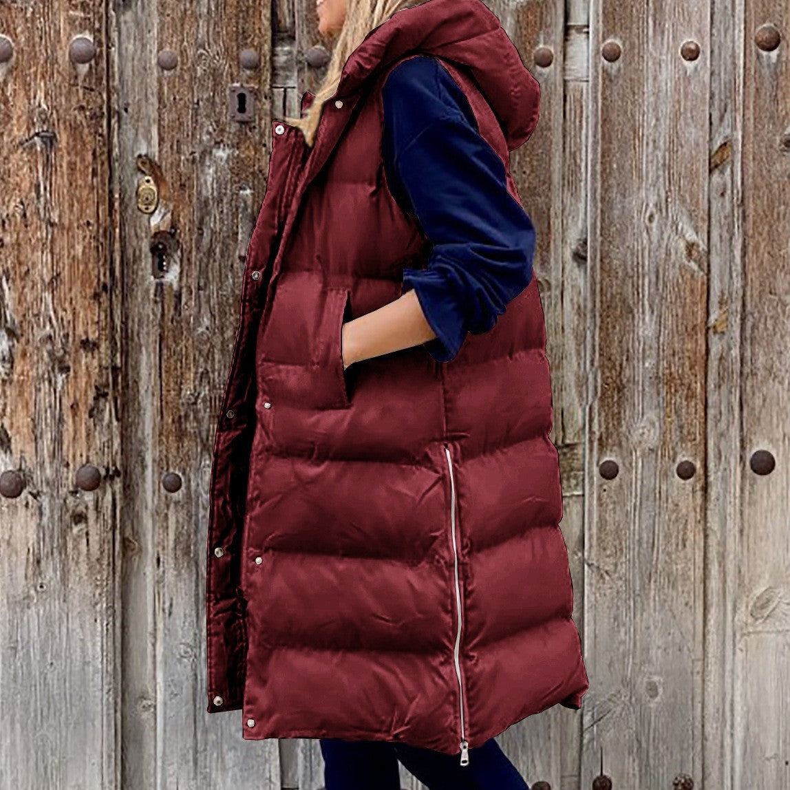 Jennifer - Kapuze Lange Weste Lässig Mode Einreihig Jacke